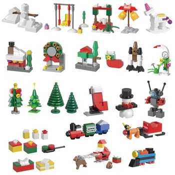 2022 Градско творчество Зимни село Коледни подаръци, Коледна елха Модел на коледната сцена Строителни блокове Тухли Детски играчки