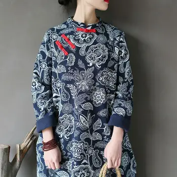 2023 китайското традиционно женски винтажное рокля ципао, рокля чонсам в национален стил, обличам ханфу, източно рокля с дълъг ръкав в a800
