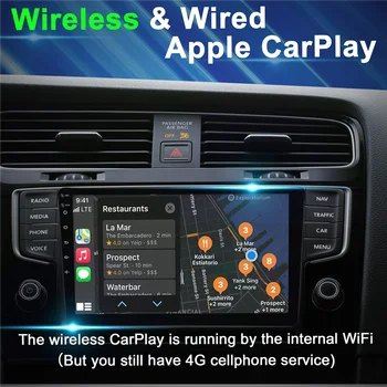 Android 9-инчов автомобилен радиоприемник, мултимедия, видео, стереоплеер, безжичен Carplay + Android Auto Сензорен екран, Bluetooth, GPS, WIFI