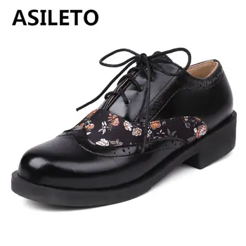 ASILETO/ Дизайнерски дамски Обувки на плоска подметка с кръгло бомбе, с перфорации тип 
