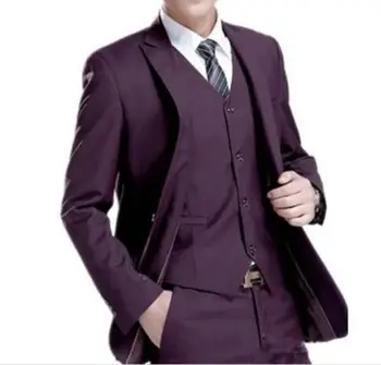 Bungundy Мъжки костюми, Костюм Homme е Модерен Сако, Мъжки Вечерни костюми, Приталенные смокинги, Красив Костюм (Яке + Панталон + Елек + Вратовръзка)
