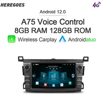 Carplay 8 + 128 Г Android 12 DVD-Player, За Toyota RAV4 4 2012 2013 2014 2015 2016 2017 2018 GPS Навигация LTE Wifi, Bluetooth