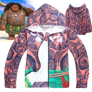 Hoody за момчетата на Хелоуин костюм Моаны Мауи, палта, зимни дрехи, руното hoody с цип за деца от 4 до 12 години, безплатна доставка