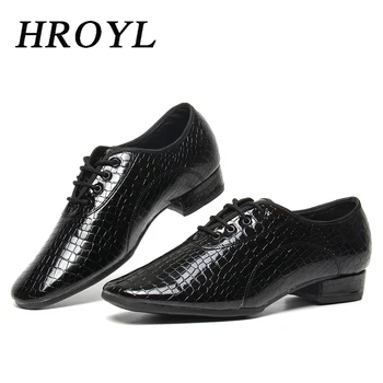 HROYL/Мъжки Танцови Обувки За Момчета, Бални Обувки за латино Танци, Модерни Обувки за Танго и джаза, Черни обувки за Салса на ниски Токчета, Директен Доставка
