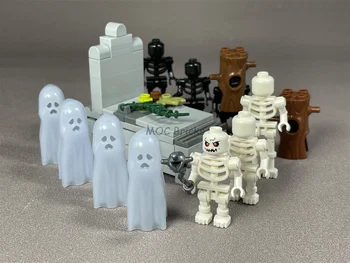 MOC Тухли Подвижна гробница Дреха на духа на Хелоуин Скелет на Пратеника на Събраните строителни блокове на детски играчки Аксесоари