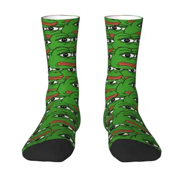 Pepe The Frog Редки промозглые чорапи със същия коллажем, мъжки и дамски топли модни чорапи за екипажа