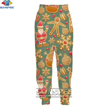 SONSPEE Classic Омъжи се за Коледа Дълги панталони 3D Мъжки дамски панталони в стил хип-хоп с гъста графика Коледен подарък Облекло Цифров