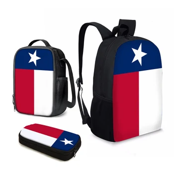 YIKELUO Флаг на щата Тексас/дизайн на американското, младежки раница, водоустойчива чанта, чанта за компютър /лаптоп, Индивидуален раница