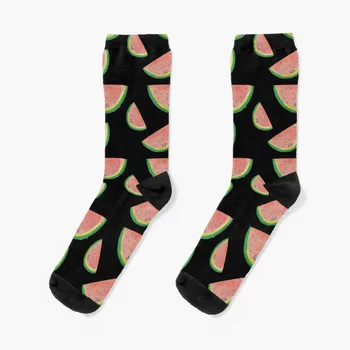 Акварел диня - сладка, забавна илюстрация на резена диня, свежи летни смешни чорапи, мъжки тенис чорапи