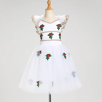 Балетное рокля за момичета, детски бяло облекло, за да се изяви 
