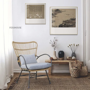 Балконный ротанговый стол, масичка за чай от три части, комбинация от Прости на скандинавския мързелив диван за почивка, улични столове, мебели от ратан, Стол