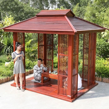 Беседка в японски стил, решетчатая дървена Вила с ананасовой решетка, вътрешен двор, Градина, открит чаен павилион, водоустойчив Тераса за слънчеви бани