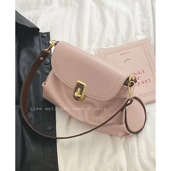 Дамски чанта под мишниците 2023, Нова мода ръчно плиссированная чанта в контрастен цвят, Малка чанта през рамо с едно рамо