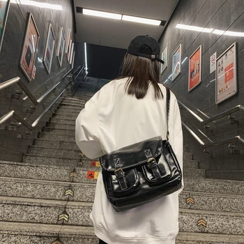 Дамски чанти през рамо от изкуствена кожа с голям капацитет, прости модни обикновена модни чанти през рамо за жени, дизайнерски чанти
