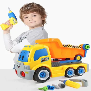 Детска Електрическа бормашина, демонтаж на Инженерните камион, Забавни играчки-пъзели За деца, Комплекти за сглобяване на модели автомобили