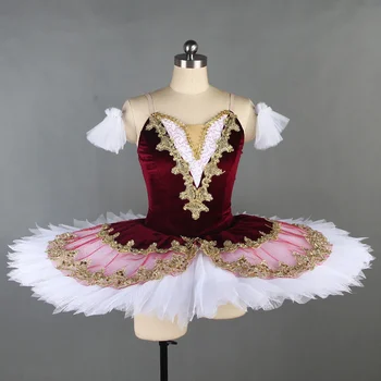 Детска професионална балетната поличка за момичета, червена облекло за балета 