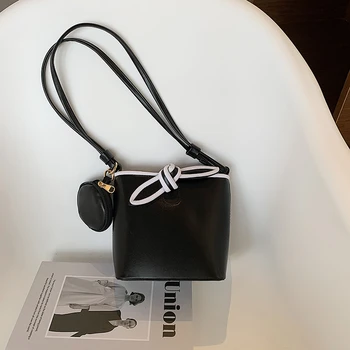 Дизайнерски ретро контрастная bag-чанта с лък, 2 броя, чанти за рамо за жени, новост 2022 г., чанта през рамо от изкуствена кожа, дамска чанта, луксозен портфейл