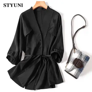 Елегантна дамска блуза с дълъг ръкав, корейската мода, свободни женски шик блузи, топ 2023, лято