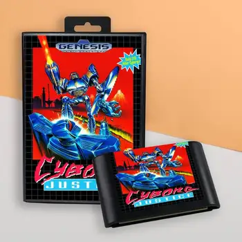 за корицата на Cyborg Justice US, 16-битова игра патрон в ретро стил за конзоли за игри Sega Genesis Megadrive