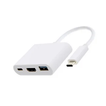 Кабел-адаптер Tpye-C 3 в 1 За многопортового цифров AV адаптер Apple USB-C MJ1K2AM/A съвместими с HDMI Конектор USB 3.1 Type-C