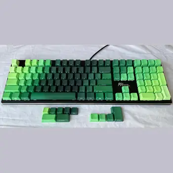 Капачки за ключове за преливане на цветовете на джунглата зелен цвят PBT 87 108 OEM профил ANSI, ISO страничен отпечатък за превключватели Cherry MX механични клавиатури