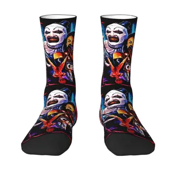 Клоун от филм на ужасите за Хелоуин, мъжки и дамски топли забавни чорапи за екипажа, на новост
