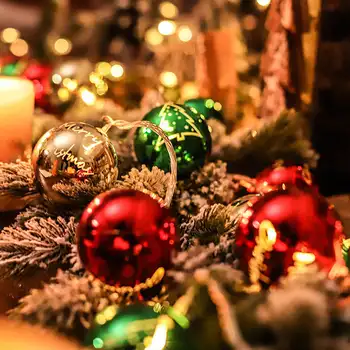 Коледен трептяща светлина кабел, батерия, USB, червена зелена звезда, Топка, венец, декор за домашно парти, венец