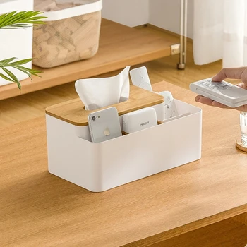 Кутия за съхранение на настолни принадлежности Многофункционална кутия за салфетки от японски бамбук домакински кутия за салфетки