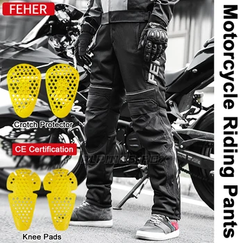 Летни мотоциклетни панталони Дишащи защитни панталони за мотокрос и рали с наколенниками, одобренными CE