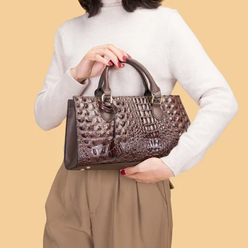 Луксозна марка от крокодилска кожа, модерна дамска чанта с голям капацитет, чанта през рамо, Чанта през рамо за жени Bolsa Feminina