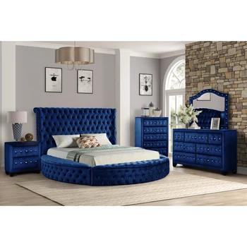 Мебели за спални Комплект за спалня от 4 теми включва луксозна кръгла двойно легло queen-size
