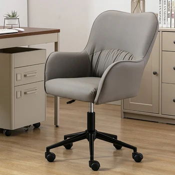 Модерен офис стол от изкуствена кожа за мебели, спални, Компютърен стол, облегалка с подлакътник, шкивный лифт, Офис трапезни столове