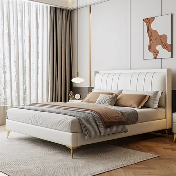 Модерна и минималистичная легло от плат в скандинавски стил, основна спалня с двойно легло, 1.8 м, луксозно осветление, без измиване, малко клон, на 1,5 м плат b