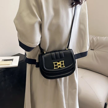 Модерна чанта през рамо с полукръг, дамски Ежедневни чанта от дебела верига от изкуствена кожа, малки чанти-книги, дамски чанти-месинджър под седло