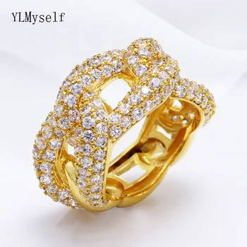Модни пръстени с шипове, кубичен цирконий, камъни в златен цвят, месингови бижута, брънка от верига, дизайнерски бижута, висококачествено бельо пръстен