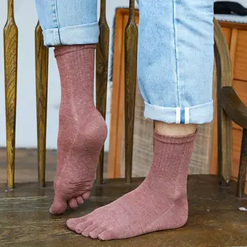 Мъжки чорапи с пет пръста, памучни чорапи с пръсти, дишащи мъжки спортни чорапи