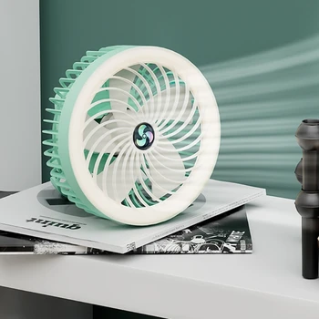 Настолен вентилатор за къмпинг, електрически 3-стъпка настолен вентилатор с литиево-йонна батерия, вентилатор с led подсветка