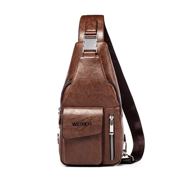Новата Луксозна марка кожена нагрудная чанта, мъжки чанти през рамо за мъже, чанта-месинджър, реколта нагрудная чанта, кафява чанта през рамо
