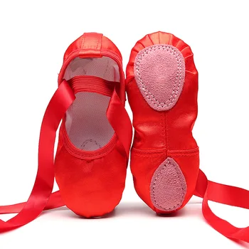 Нови балетные обувки за момичета, туфли на меки копринени обувки, детски обувки за практикуване на балерина, женска гимнастика за йога