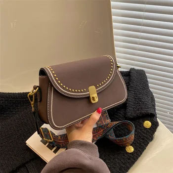 оригиналност на марката, дизайнът на женските чанти 2023, луксозни чанти от матирана кожа bolso, реплика на Ретро-чанти с нитове, Торбичка през рамо, чанта-месинджър