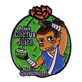 Пийте сок от кактус, икона Сокки, емайлирана игла за раницата, брошка с изображение на герой от аниме 