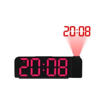 Прожекционен будилник с ротация на 180 °, 12/24 часа, led цифров часовник, USB зареждане, тавана проектор, alarm clock (червен)
