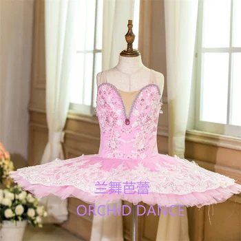 Професионален дизайн с отворен гръб, висококачествени дамски дрехи за състезанието, розови балетные костюми-пачки за момичета 