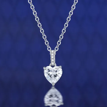 сребро проба 925, просто высокоуглеродистое диамантена огърлица, окачване за любов, 7 * 7 инча верига за бр във формата на сърце, на 40 + 5