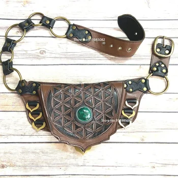 Средновековен джоба на набедренном колана си в стил steampunk, изкуствена кожа, дамски поясная чанта в стила на викингите, пътна поясная чанта, аксесоар за cosplay за възрастни