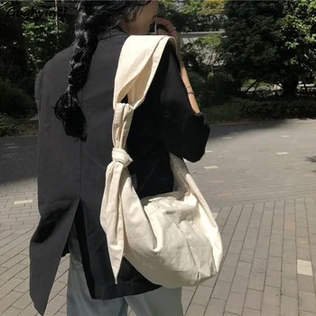 Чанта през рамо, женски холщовые чанти-скитници, дизайнерска чанта за пазаруване с равен брой гласове, дамски однотонная чанта с голям капацитет, елегантна ежедневна чанта