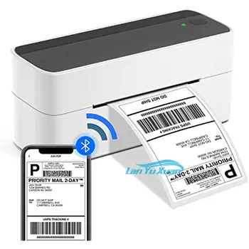 Широко се използва термотрансферен печат Bluetooth, безжичен принтер за етикети за доставка, съвместим с iPhone, Android, Mac Windows